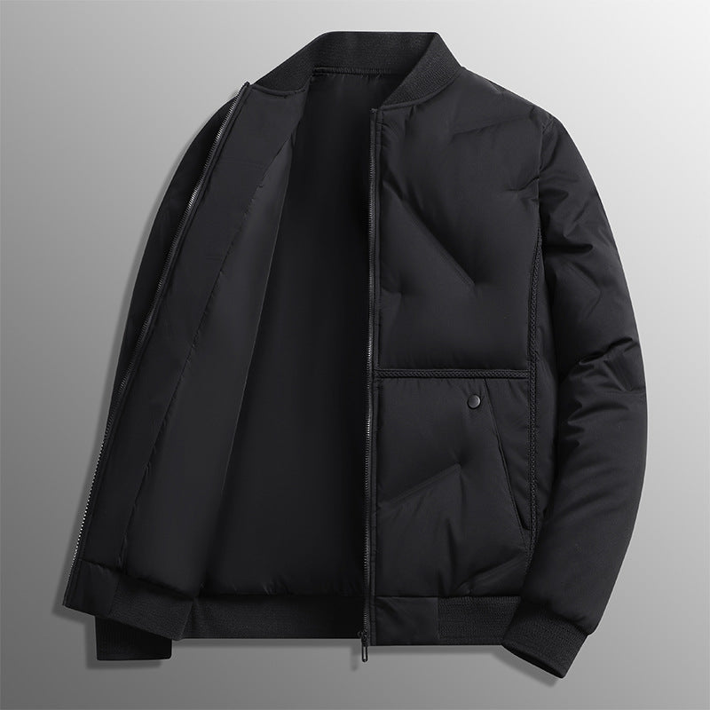 Men's Quilted Long Sleeve Jacket with Buttons and Pockets