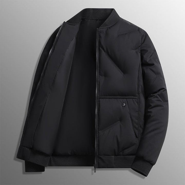 Men's Quilted Long Sleeve Jacket with Buttons and Pockets