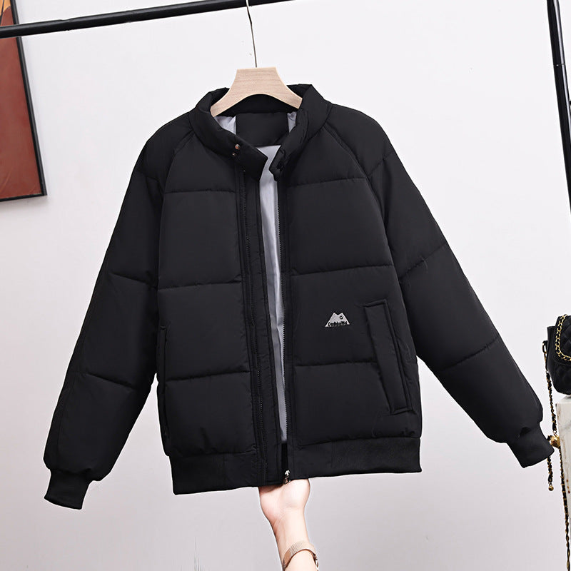 Women's Short Quilted Jacket with High Stand Collar