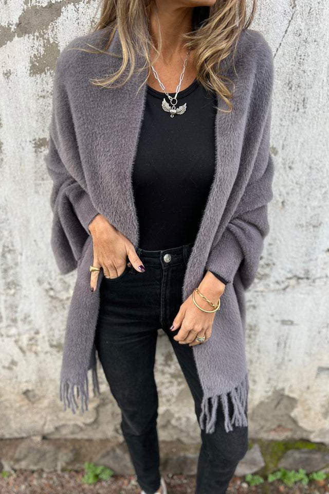 Women's Knit Pattern Fringe Scarf