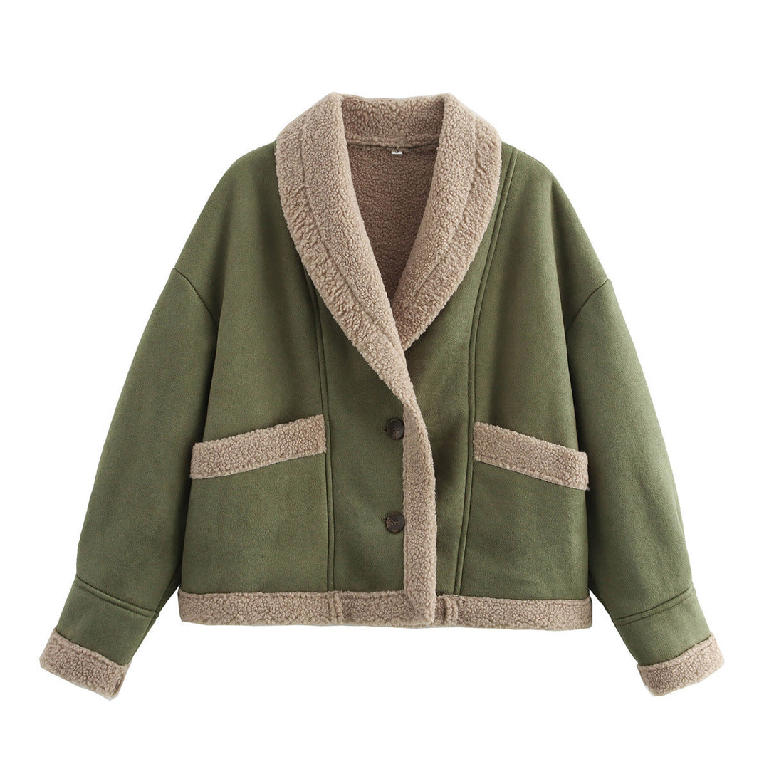 Women's Stylish Short Jacket with Buttons and Pockets