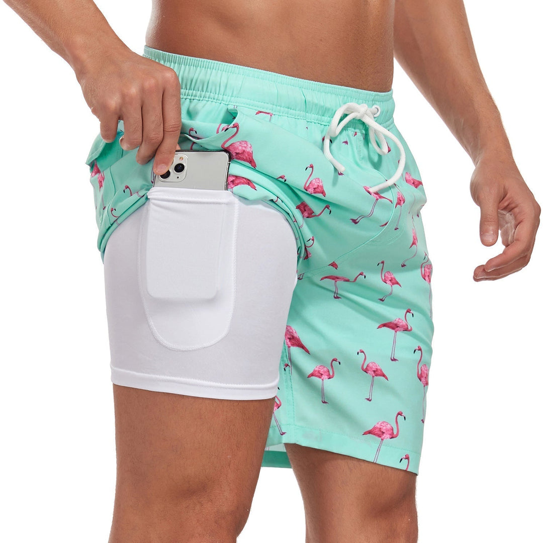 Men's Athletic Swim Shorts with Compression Lining