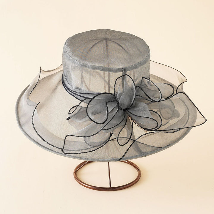 Women's Sun Hat with Mesh Design and Bow Details