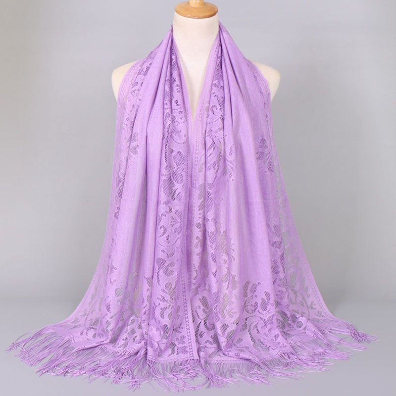 Women's Elegant Lace Scarf with Fringes