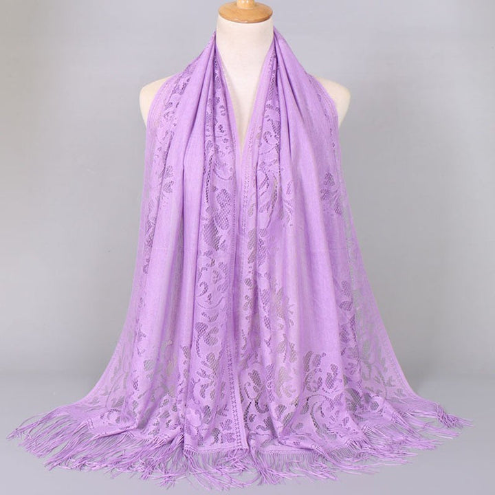 Women's Elegant Lace Scarf with Fringes