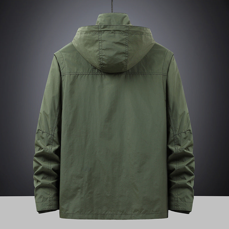 Men's Hooded Field Jacket with Versatile Pockets