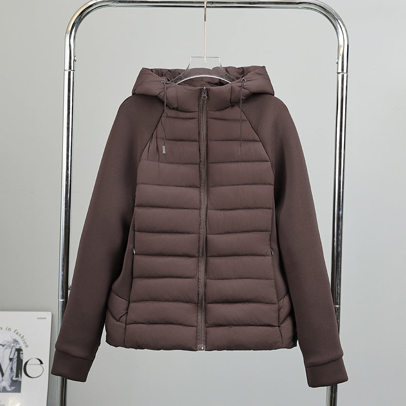 Women's Lightweight Hybrid Padded Jacket with Hood and Elastic Sleeves