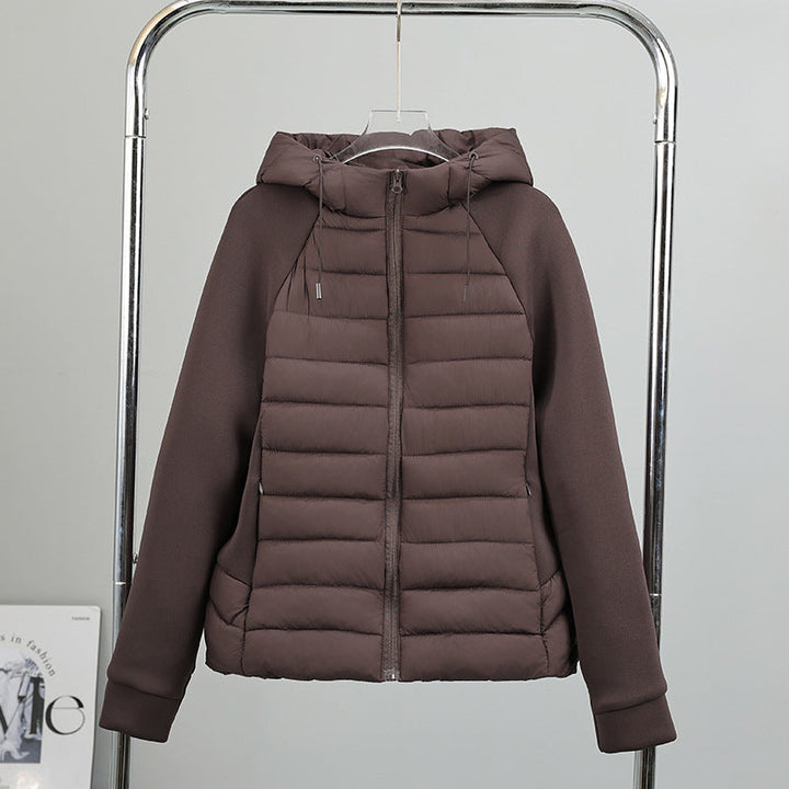 Women's Lightweight Hybrid Padded Jacket with Hood and Elastic Sleeves