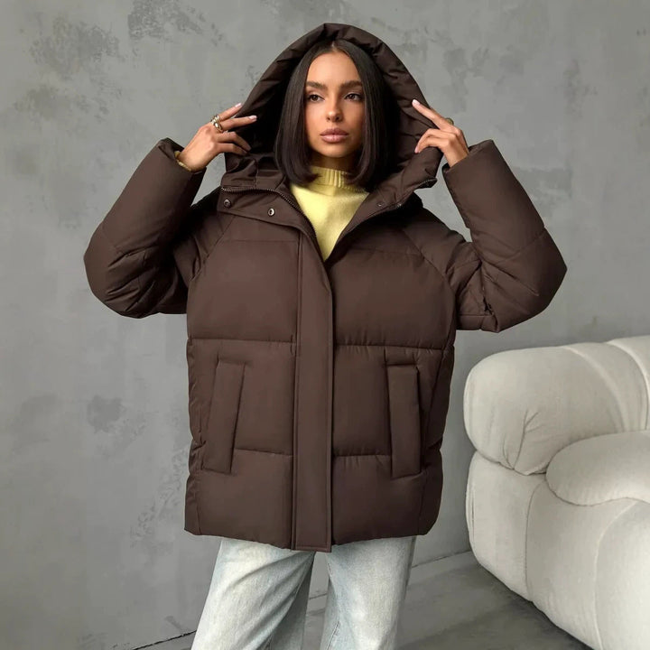 Women's Oversized Hooded Padded Jacket with Pockets