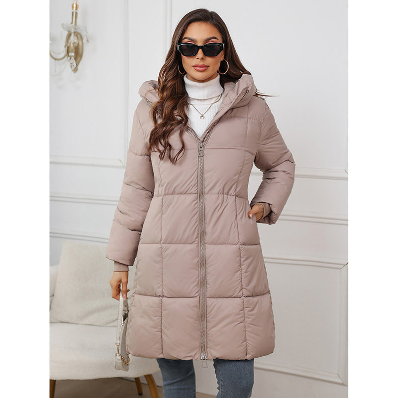 Women's A-Line Thermal Parka with Hood and Two-Way Zipper