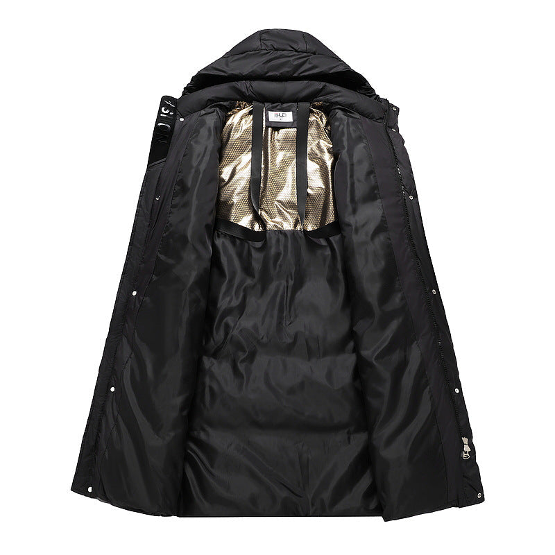 Women's Long Quilted Thermal Parka with Hood and Ribbed Cuffs