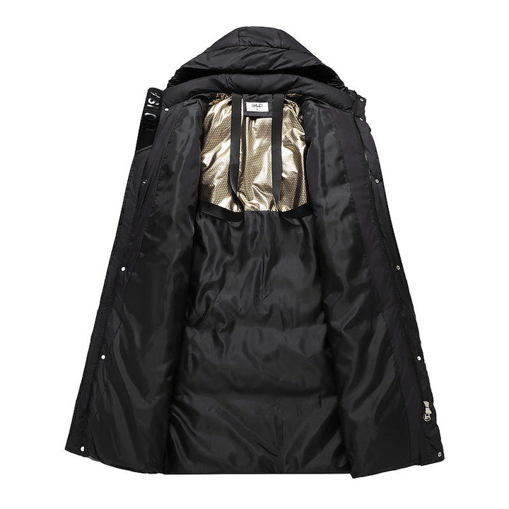 Women's Long Quilted Thermal Parka with Hood and Ribbed Cuffs
