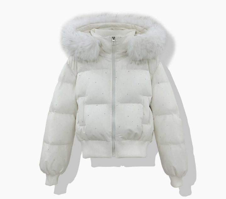 Women's Short Quilted Jacket with Detachable Hood