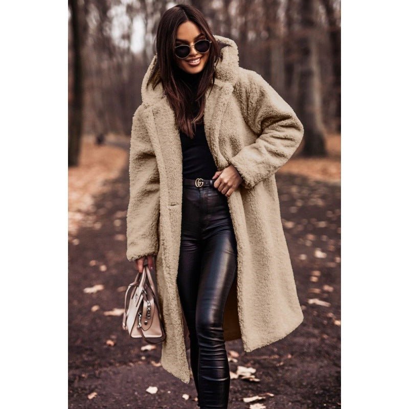 Women's Hooded Teddy Coat with Oversized Buttons
