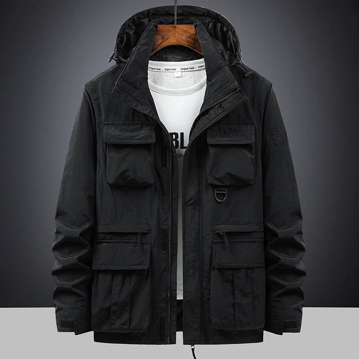 Men's Hooded Field Jacket with Versatile Pockets