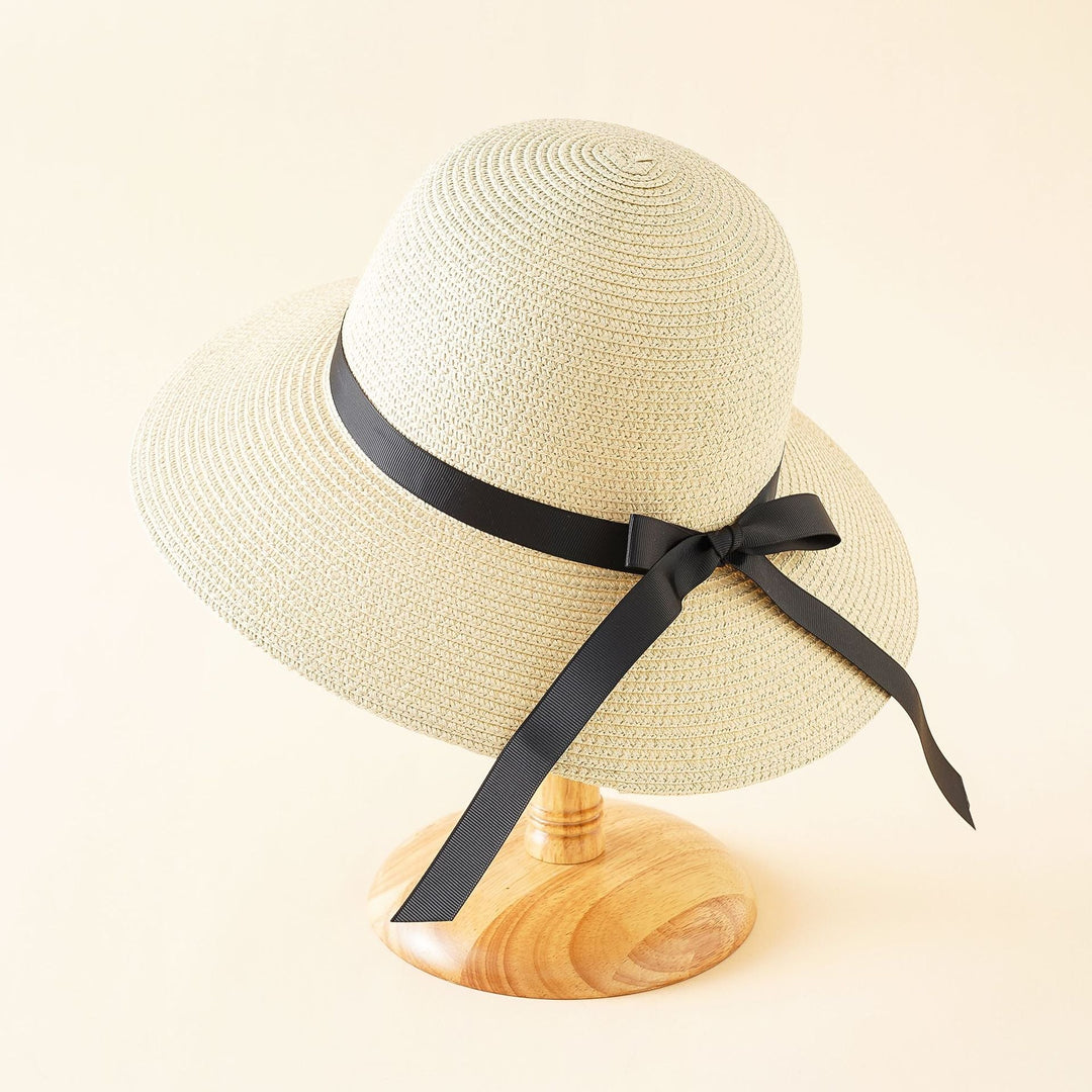 Women's Wide Brim Sun Hat with Elegant Satin Band