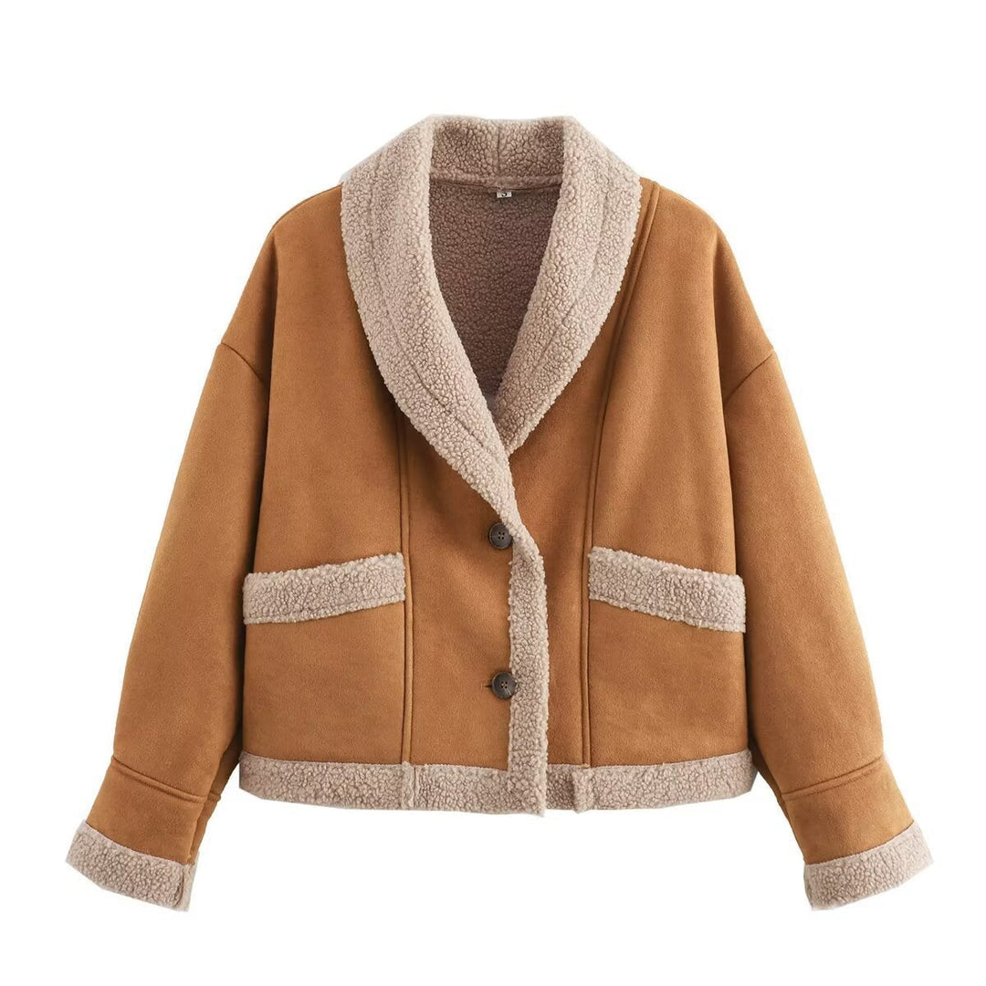 Women's Stylish Short Jacket with Buttons and Pockets