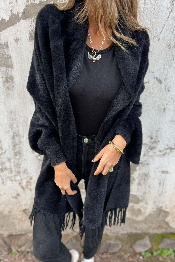 Women's Knit Pattern Fringe Scarf