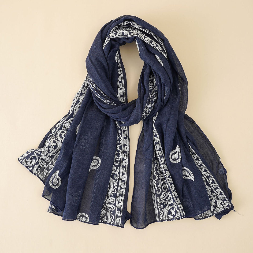 Women's Embroidered Scarf with Elegant Design