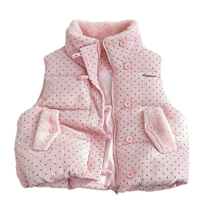 Women's Quilted Padded Vest with Teddy Lining and Drawstring Hem