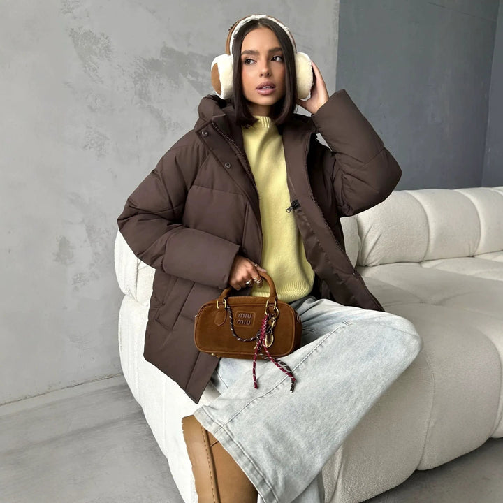 Women's Oversized Hooded Padded Jacket with Pockets