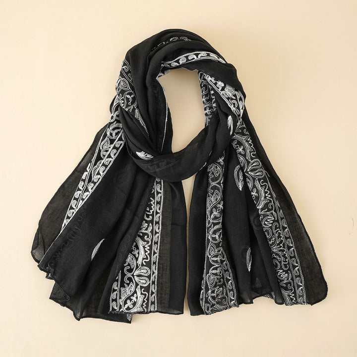 Women's Embroidered Scarf with Elegant Design