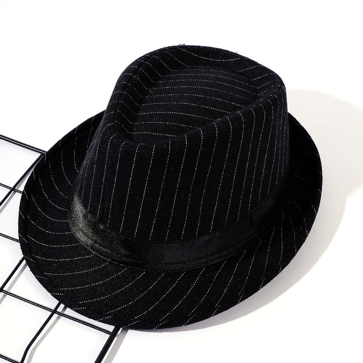 Women's Striped Fedora Hat with Velvet Band