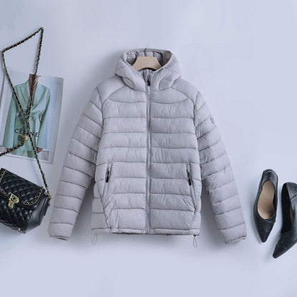 Women's Lightweight Quilted Hooded Jacket with Thermal Insulation