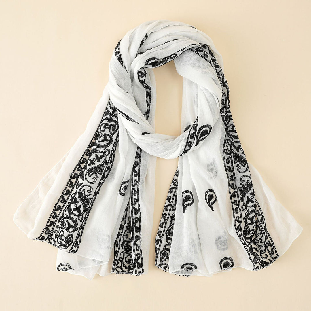 Women's Embroidered Scarf with Elegant Design