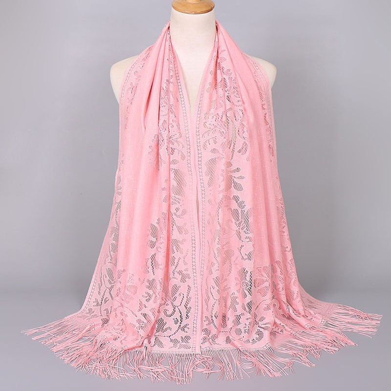 Women's Elegant Lace Scarf with Fringes