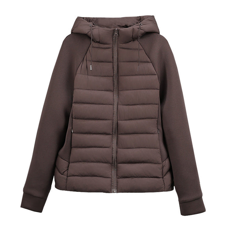 Women's Lightweight Hybrid Padded Jacket with Hood and Elastic Sleeves