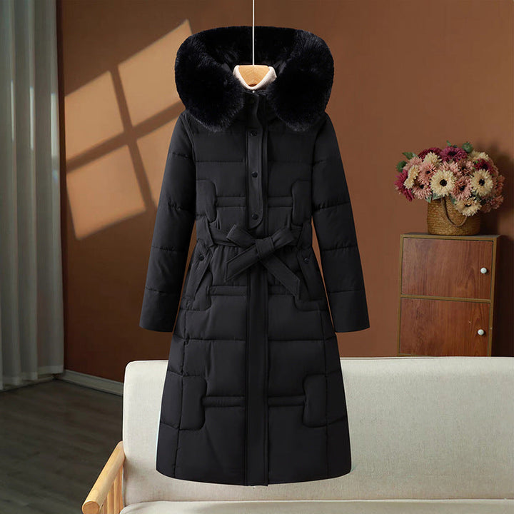 Women's Quilted Winter Coat with Removable Faux Fur Collar