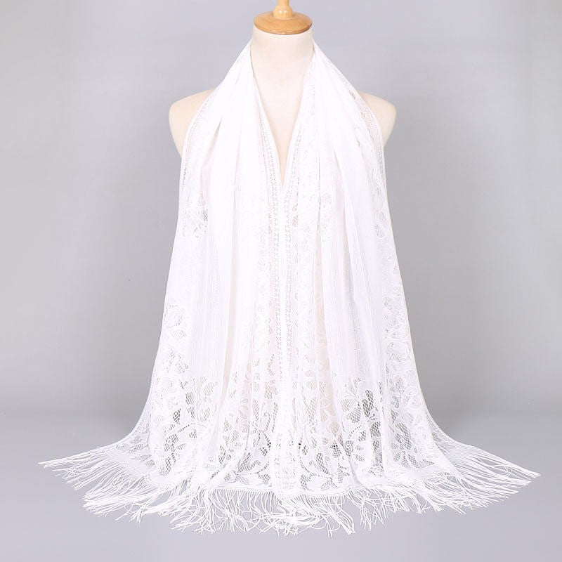 Women's Elegant Lace Scarf with Fringes