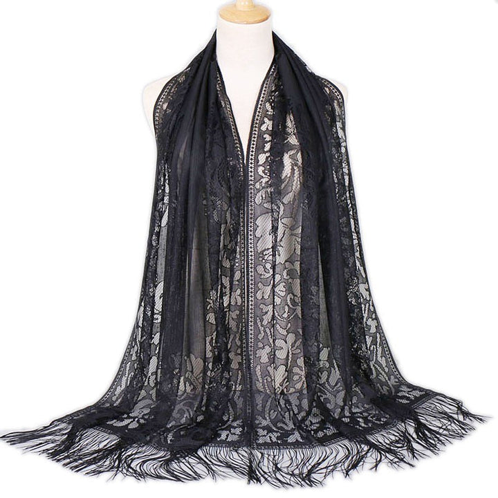 Women's Elegant Lace Scarf with Fringes