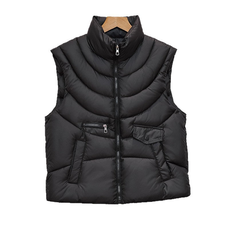 Women's Quilted Thermal Vest with Stand-Up Collar & Pockets