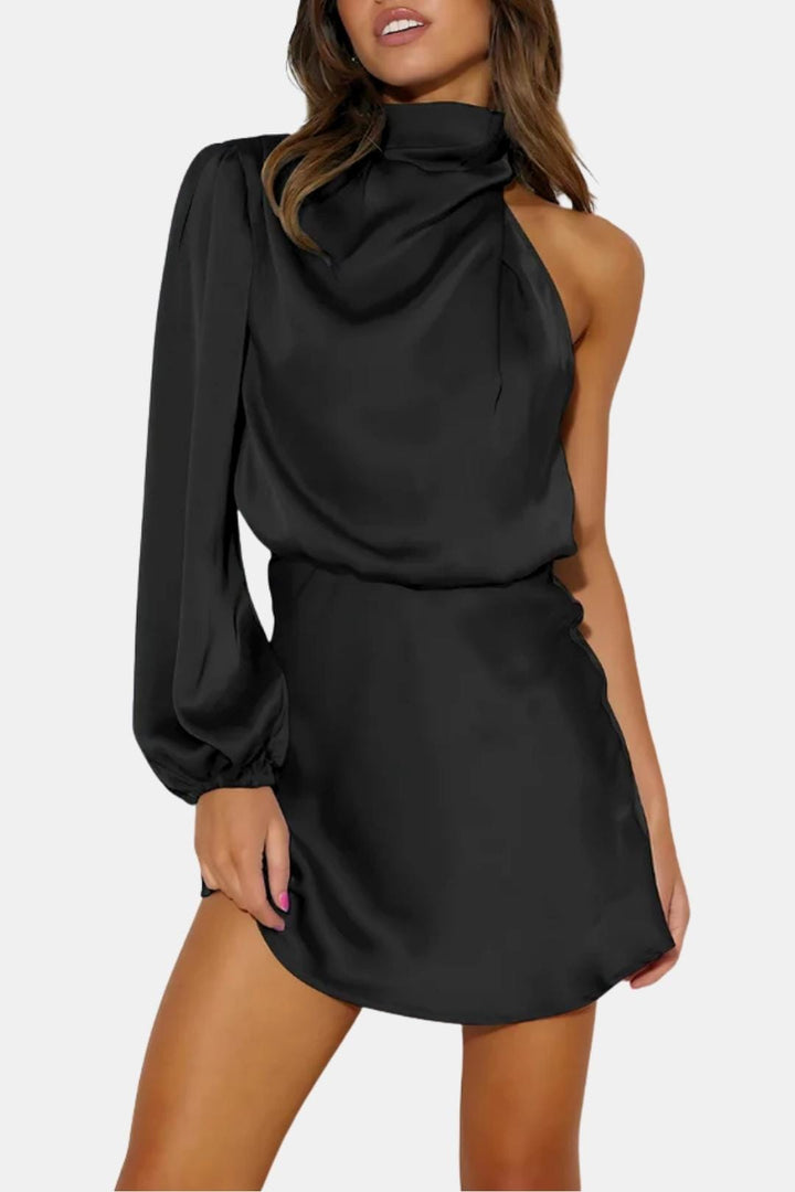 Olive | Women's One Shoulder Mini Dress-Omni Prime Goods