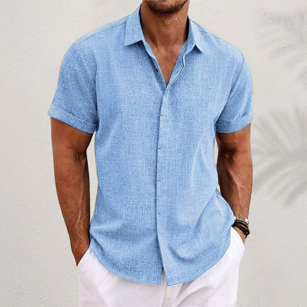 Oliveros | Men’s Short-Sleeve Cotton-Linen Casual Shirt