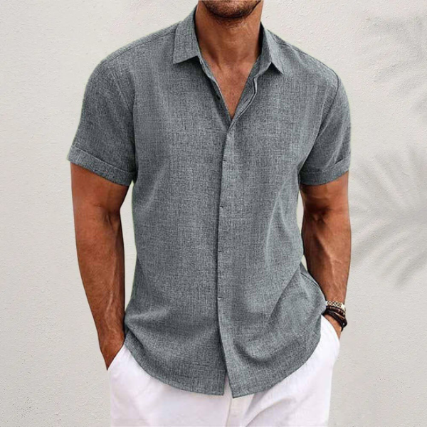 Oliveros | Men’s Short-Sleeve Cotton-Linen Casual Shirt