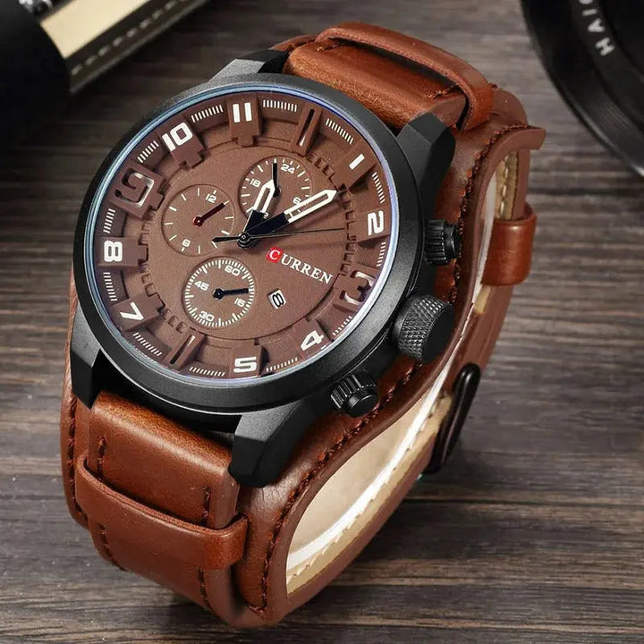 Men's Leather Chronograph Watch