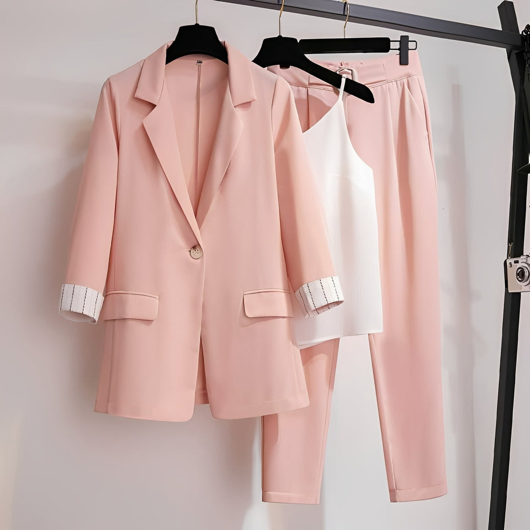 Paula | Women's Chic Three-Piece Blazer Set-Omni Prime Goods