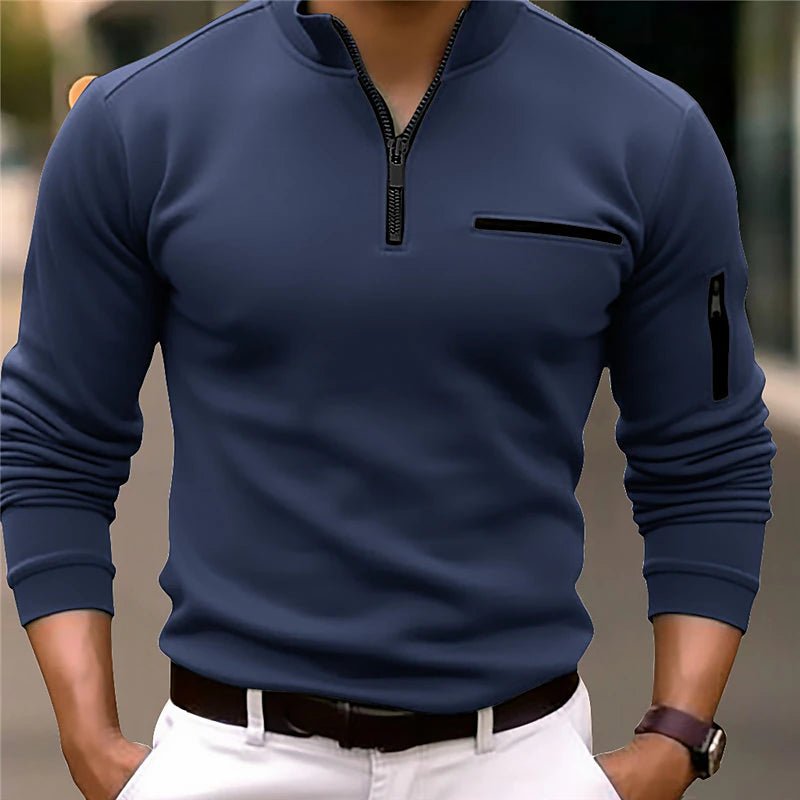 Pete | Men's Stylish Quarter-Zip Polo Shirt-Omni Prime Goods