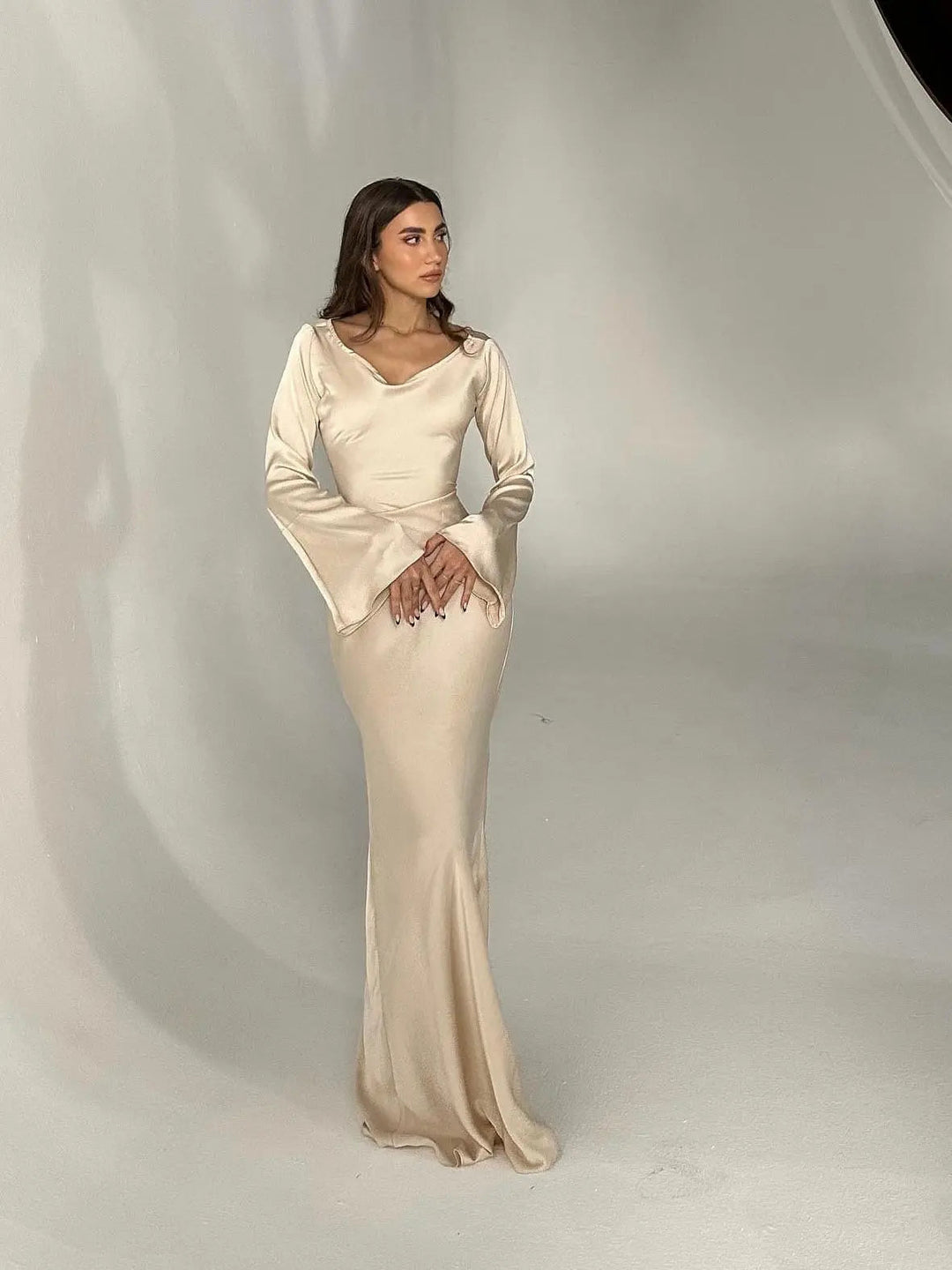Pharia | Women's Long-Sleeve Maxi Dress – Elegant Versatile Style for Any Occasion