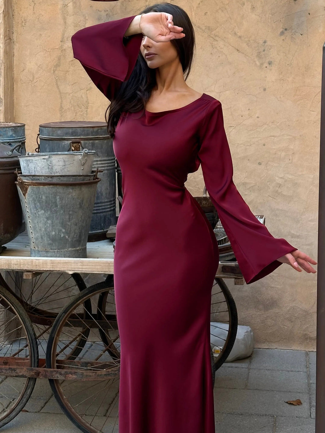Pharia | Women's Long-Sleeve Maxi Dress – Elegant Versatile Style for Any Occasion