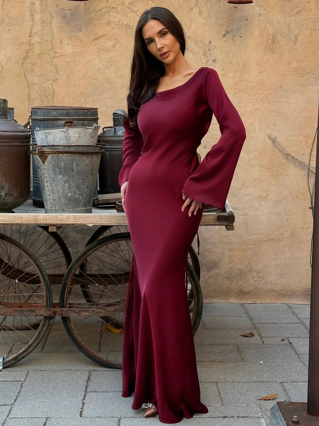 Pharia | Women's Long-Sleeve Maxi Dress – Elegant Versatile Style for Any Occasion
