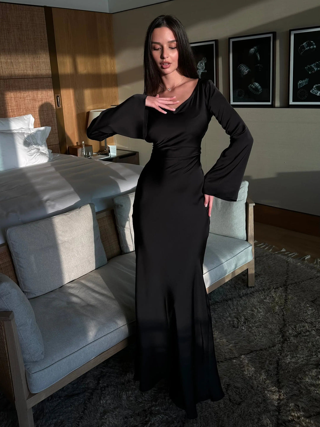 Pharia | Women's Long-Sleeve Maxi Dress – Elegant Versatile Style for Any Occasion