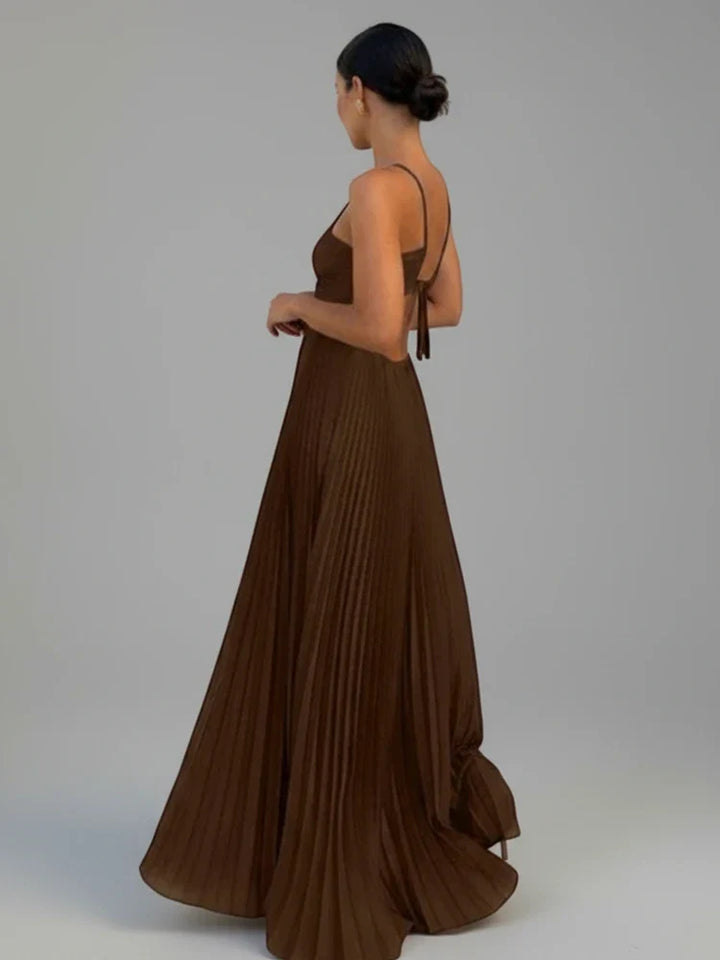 Elegant Pleated A-Line Maxi Dress for Women