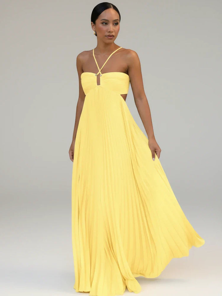 Elegant Pleated A-Line Maxi Dress for Women
