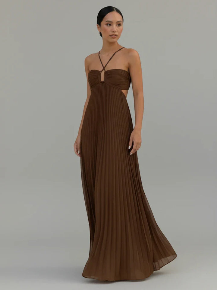 Elegant Pleated A-Line Maxi Dress for Women