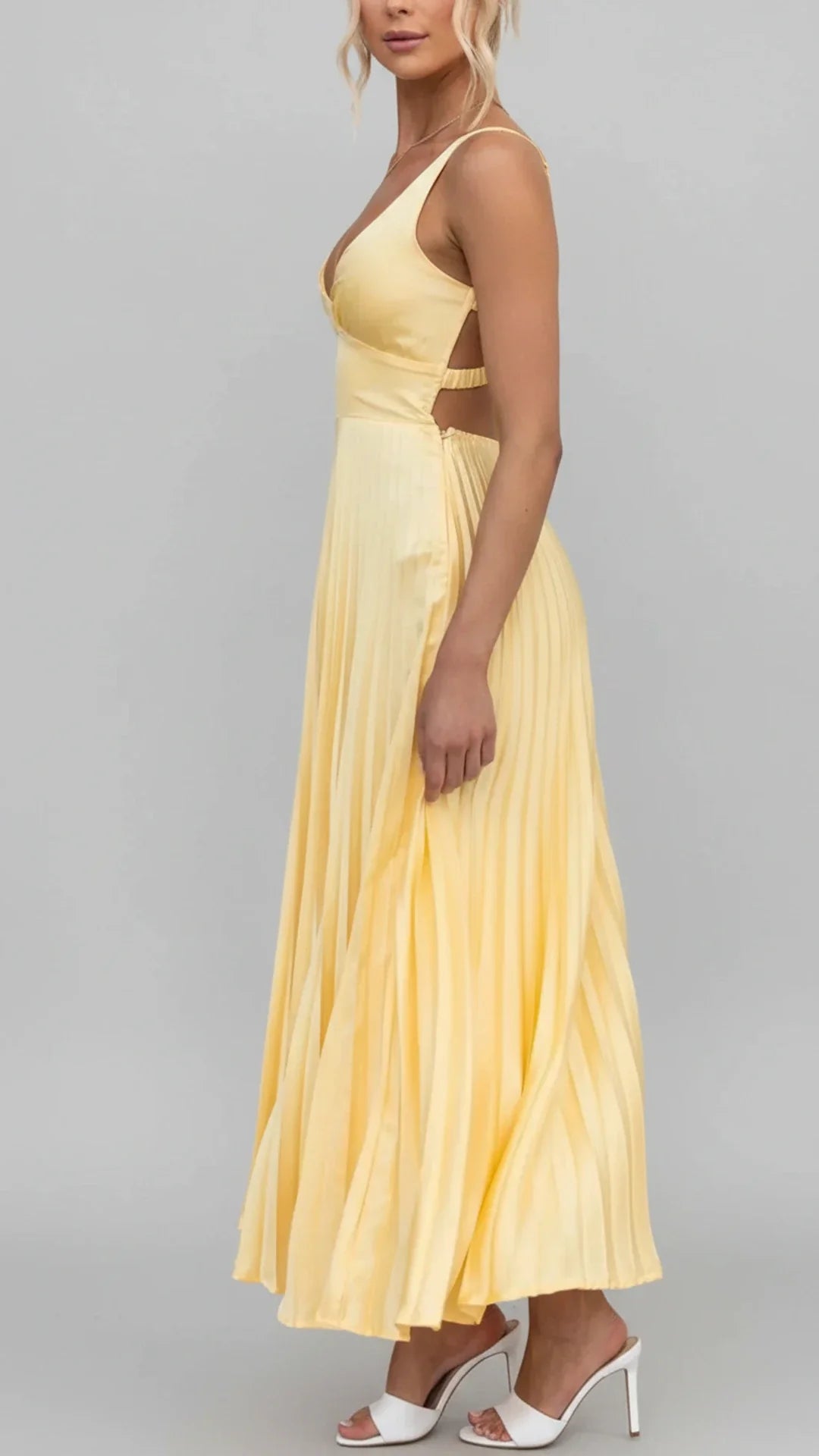 Elegant Pleated A-Line Maxi Dress for Women