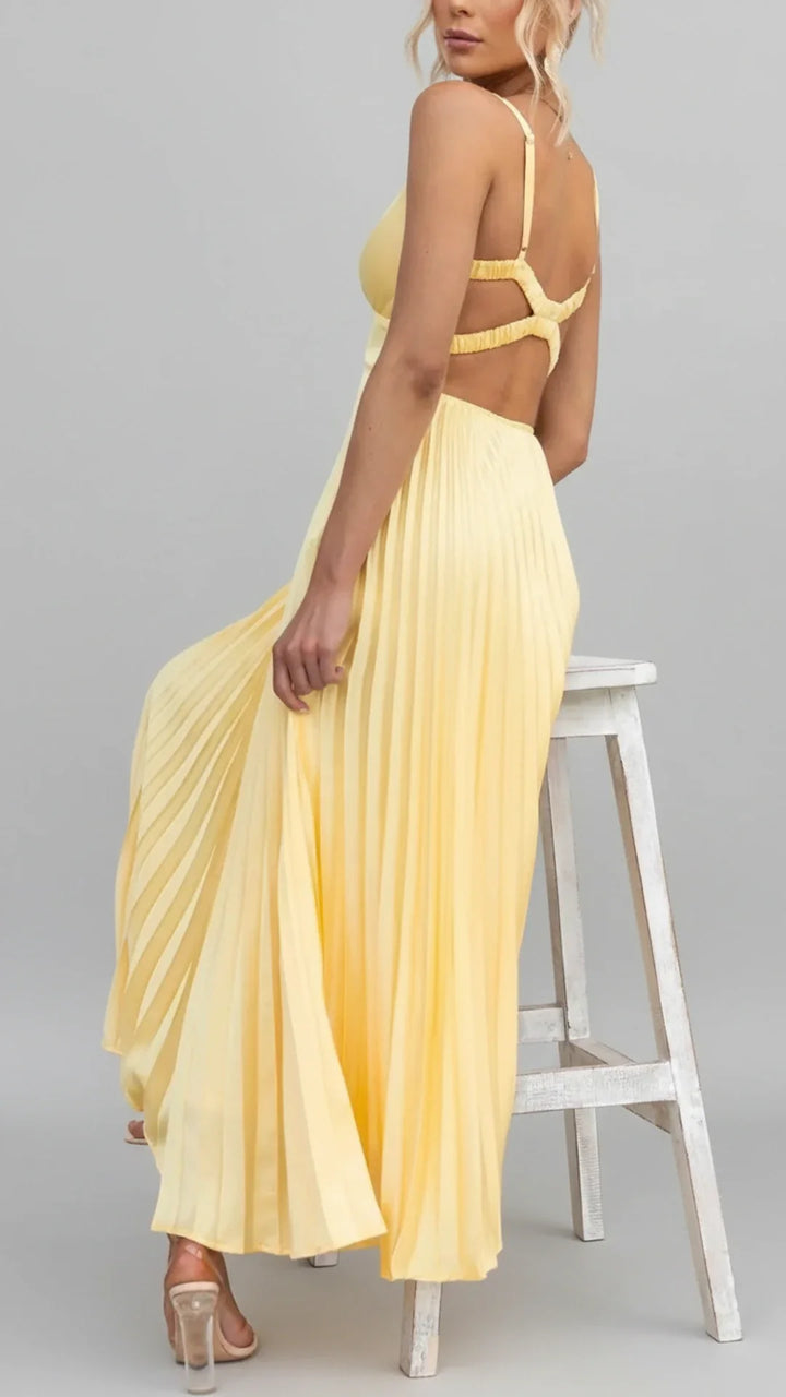 Elegant Pleated A-Line Maxi Dress for Women